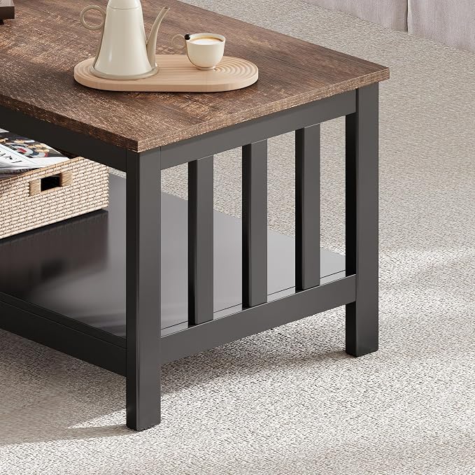 ChooChoo Mission Coffee Table, Wood Living Room Table - Image 4