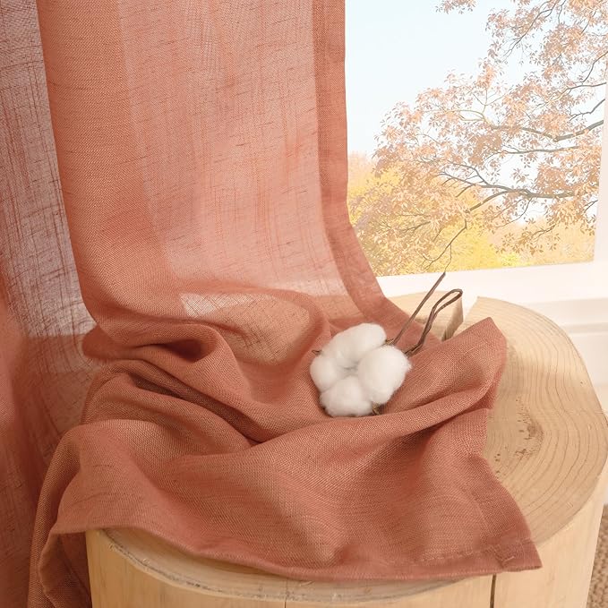 BGment Boho Terracotta Linen Curtains - Image 7