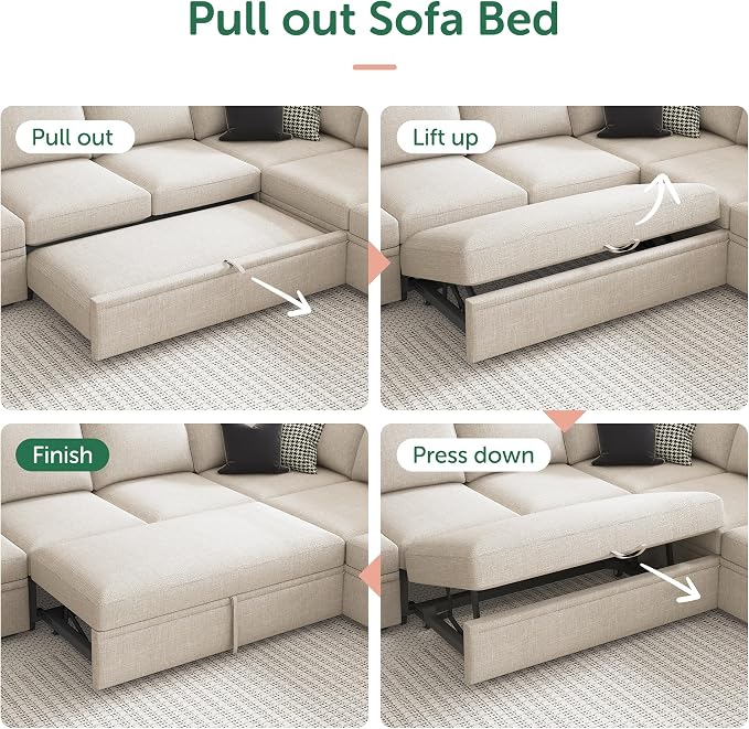 HONBAY Sleeper Sectional Couch - Image 6