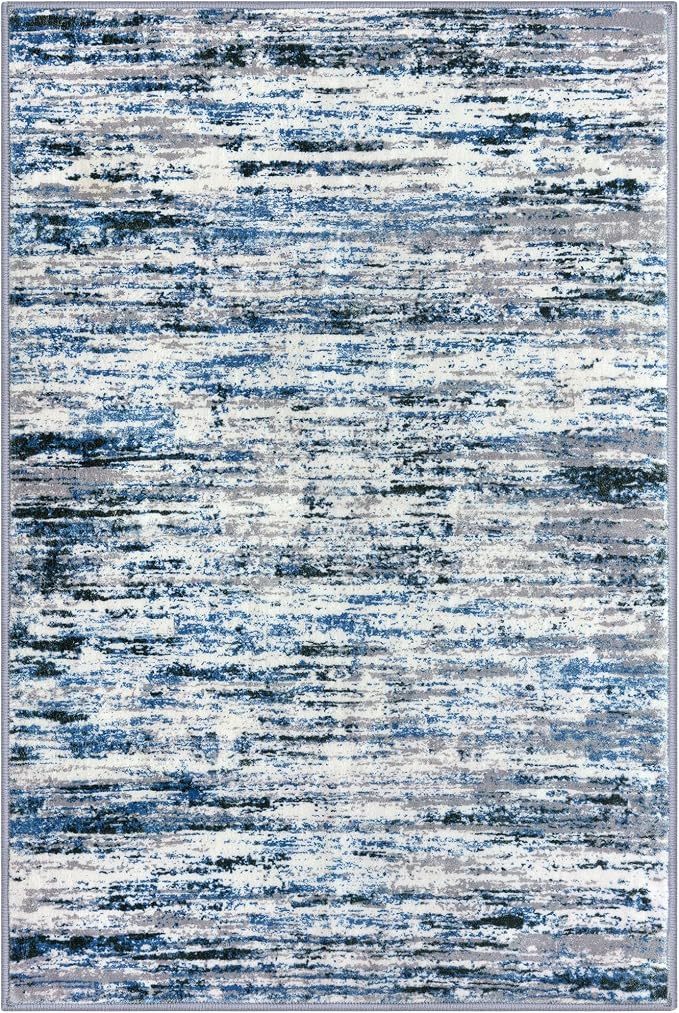 Lansny Modern Abstract 6x9 Machine Washable Living Room Rug Non-Slip Soft - Image 9