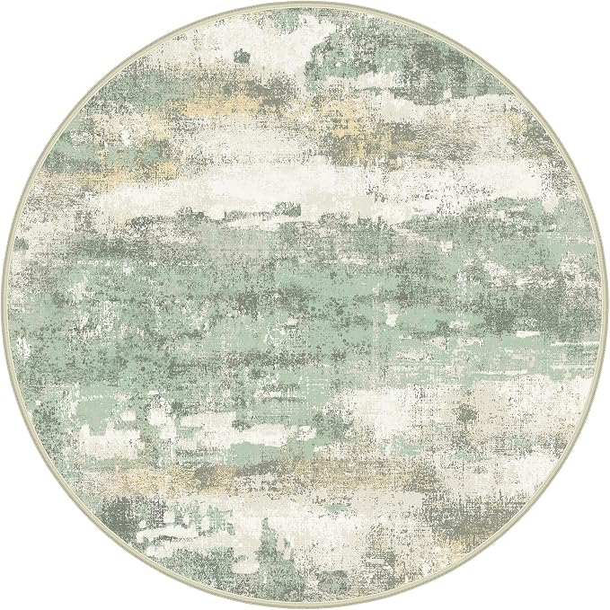 Round Rugs 8FT for Living Room Bedroom, Modern Abstract Machine Washable Circle - Image 5
