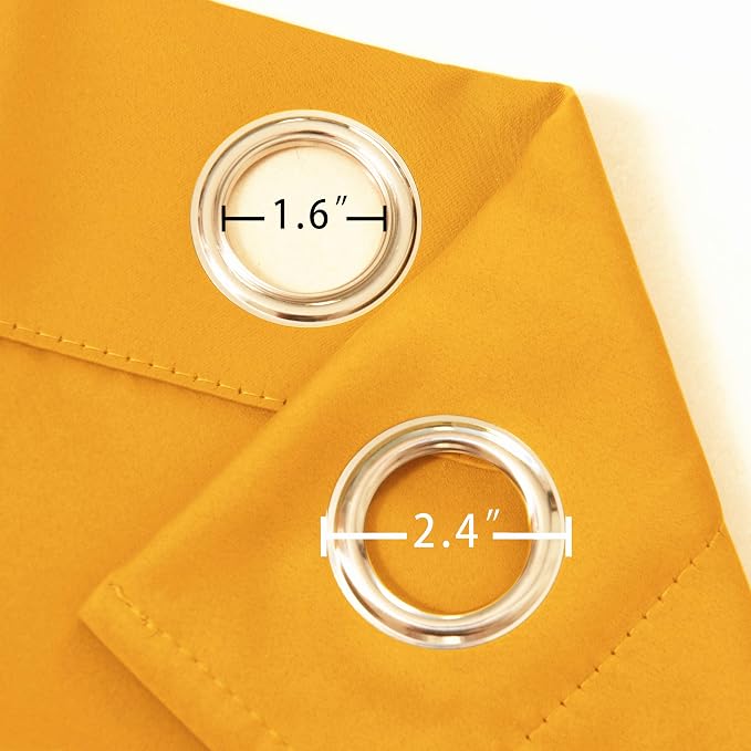 LEMOMO Yellow Blackout Curtains 34 x 54 Inch Length/Set of 2 Curtain - Image 5