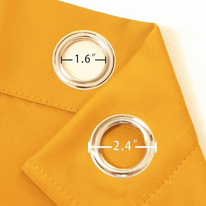 LEMOMO Yellow Blackout Curtains/52 x 108 Inch/Set of 2 Panels Thermal Insulated - Image 5