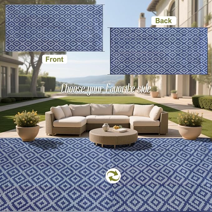 SAND MINE Reversible Mats, Plastic Straw Rug, Modern Area Rug, Large Floor Mat - Image 3