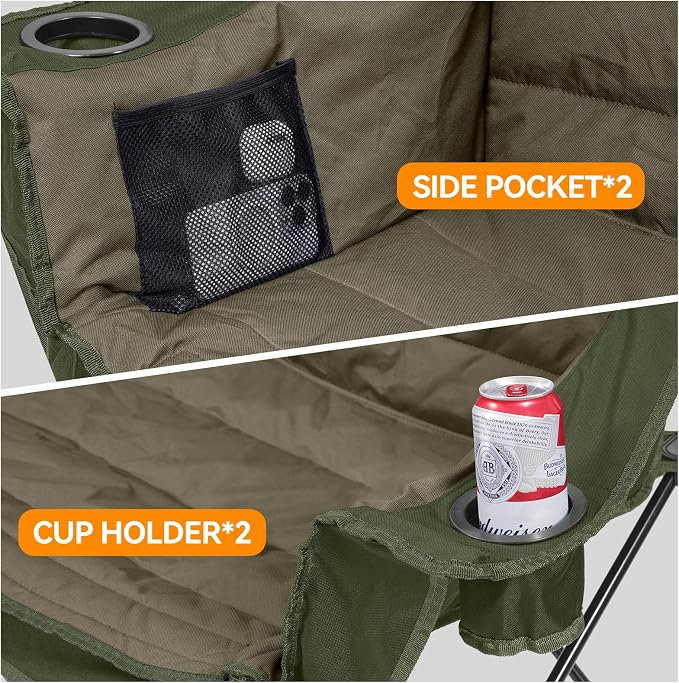 Huskfirm 3 Person Camping Chairs Folding Double Camping Chair Portable - Image 5