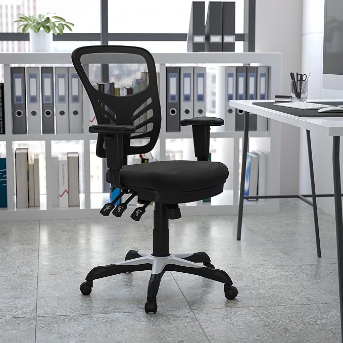 Flash Furniture Nicholas Mid-Back Black Mesh Multifunction Executive Swivel - Image 2