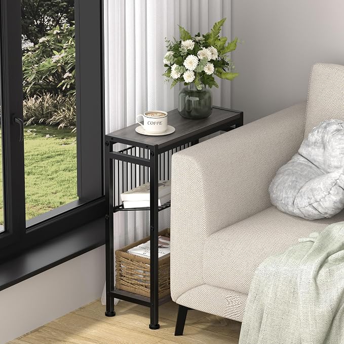 End Table for Small Space, 3-Tier Narrow Side Table - Image 9