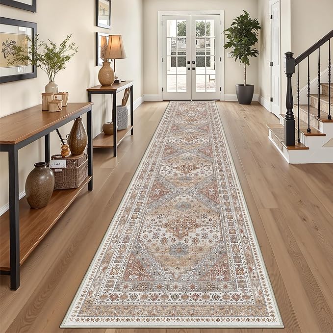 3x18 Runner Rug for Hallway, Non-Slip Long Kitchen Mats for Floor, Vintage by Restydon