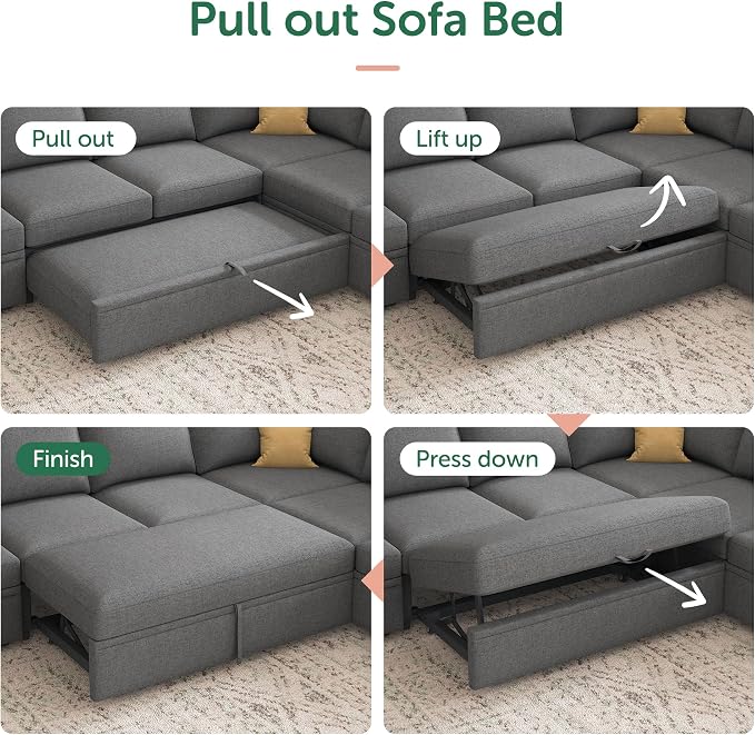HONBAY Sleeper Sectional Couch - Image 6