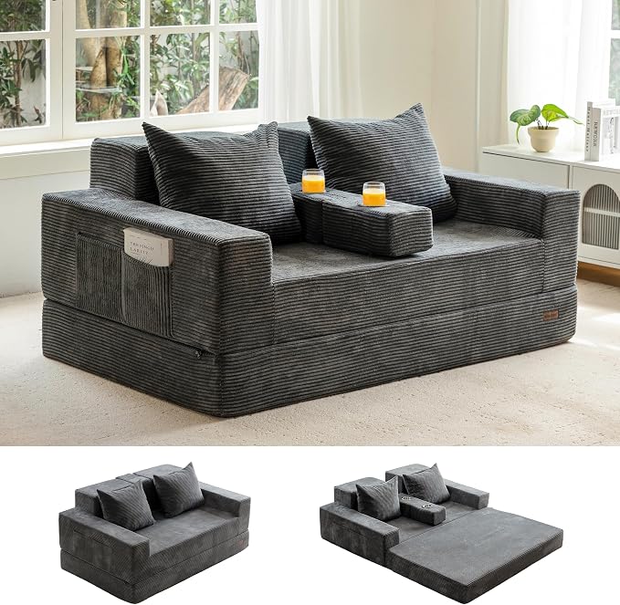 MAXYOYO Loveseat Sofa Bed, 4 in 1 Convertible Boneless Couch Folding Recliner by MAXYOYO