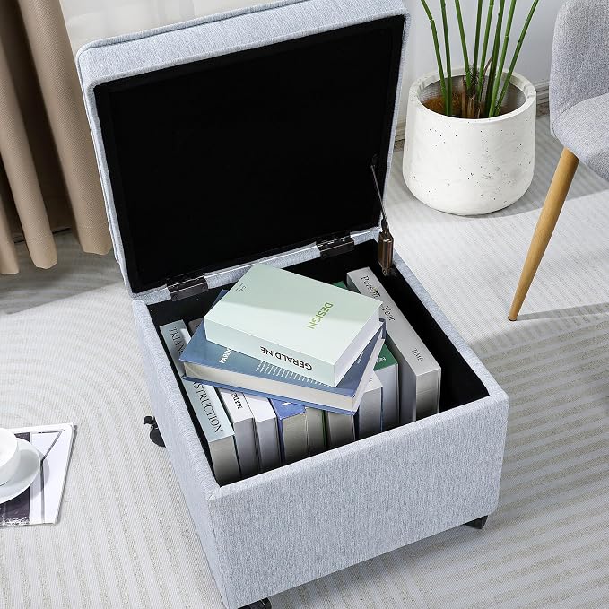 Adeco 17.5 inch Square Storage Ottoman - Image 4