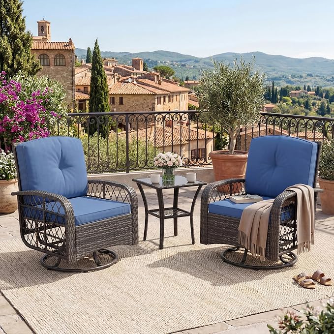 Garvee 3 Pieces Patio Furniture Set, Outdoor Swivel Glider Rocker Set by Garvee
