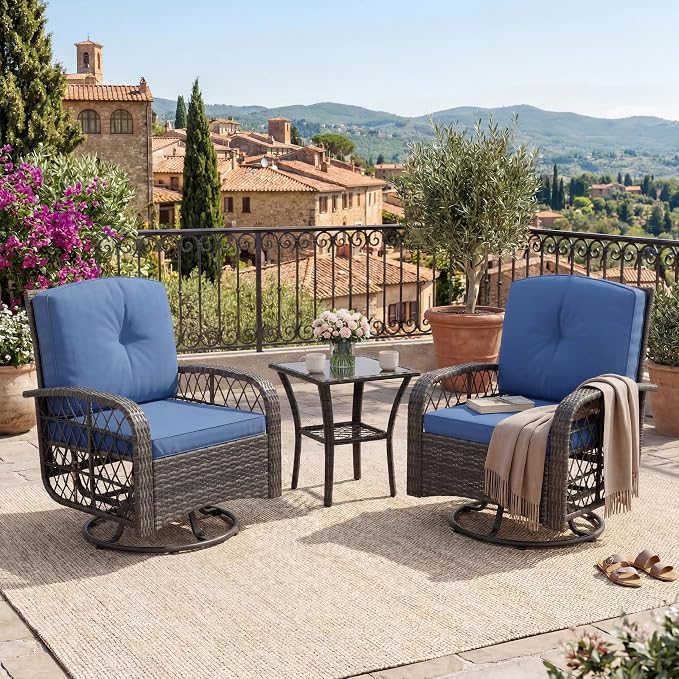 Garvee 3 Pieces Patio Furniture Set, Outdoor Swivel Glider Rocker Set by Garvee