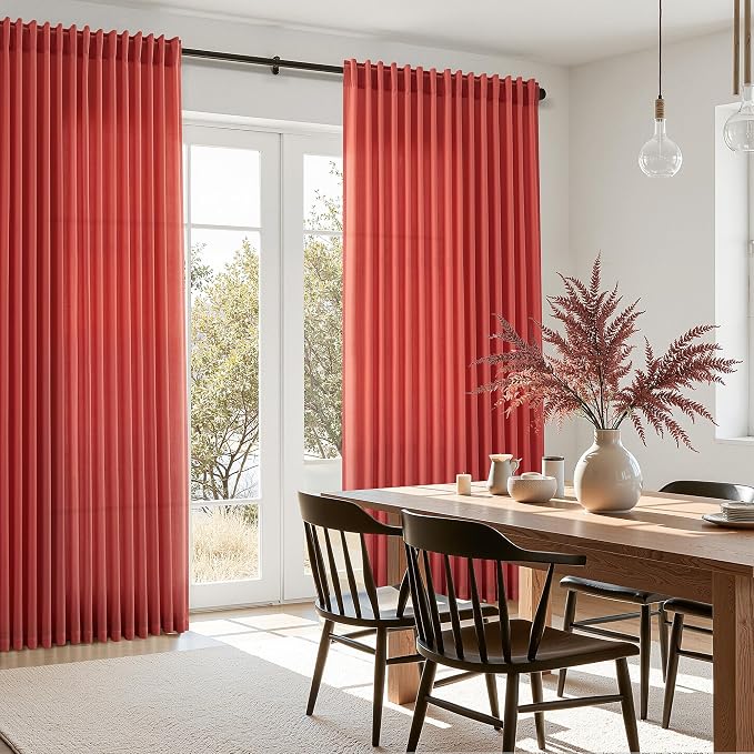 Nanspring Christmas Red Linen Curtains 96 Inches Long - Image 7