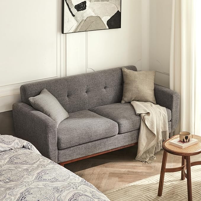 Kingfun 65.2" W Loveseat Sofa, Mid Century Modern Decor Love Seat Couches - Image 3