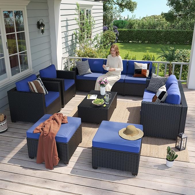 Aoxun 10 Piece Outdoor Patio Furniture Set 9 Seats, Outdoor Sectional - Image 3