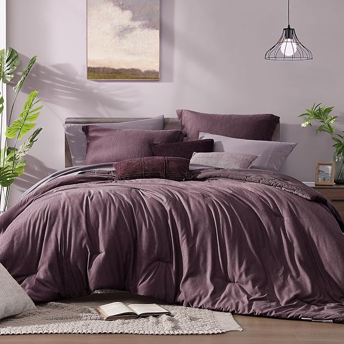 Monbix Super King Comforter Set, Italian Plum Cationic Dyeing Bedding Set by Monbix