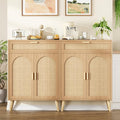 Rattan Buffet Sideboard Set of 2, Boho Buffet Cabinet by Keehusux