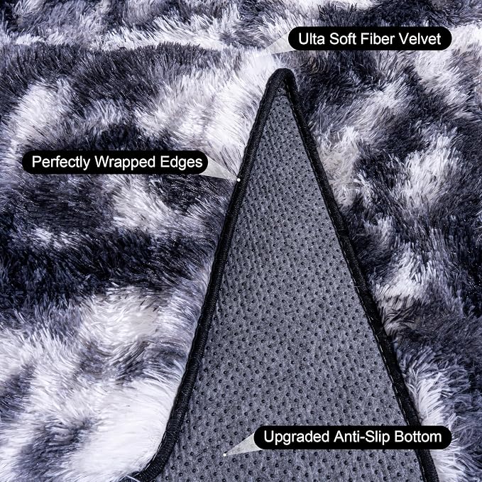 Black and White Rug for Bedroom, 4x6 Area Rug for Kids Room, Bedside Indoor - Image 5