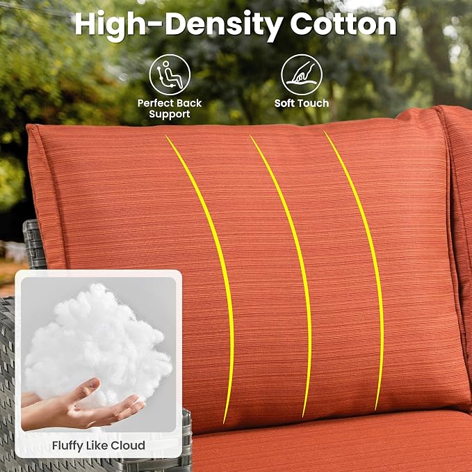 ovios 6 Pieces Patio Furniture Set, Outdoor Wicker Sofa Couch - Image 6