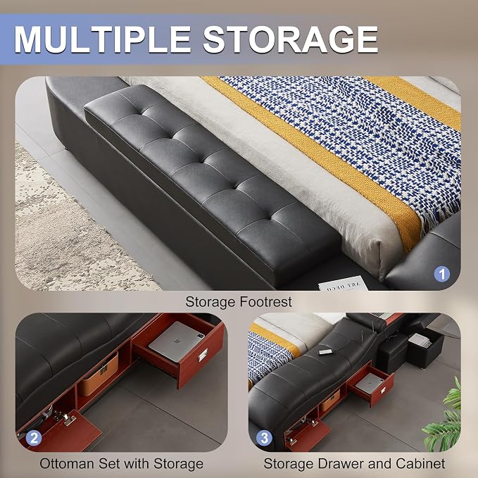 King Size Smart Multifunctional Bed Frame, Platform Bed - Image 7