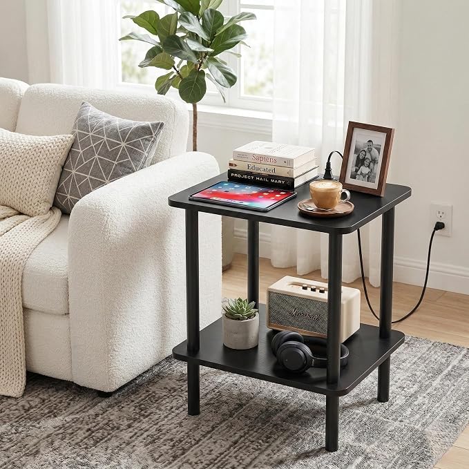 FORAOFUR End Table with Charge Station, Narrow Side Table - Image 2