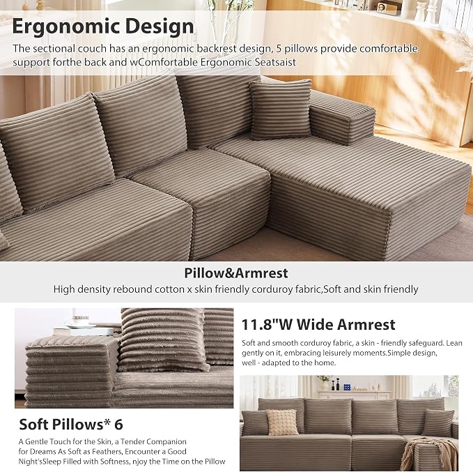 135" Cloud Sectional Couch - Image 4