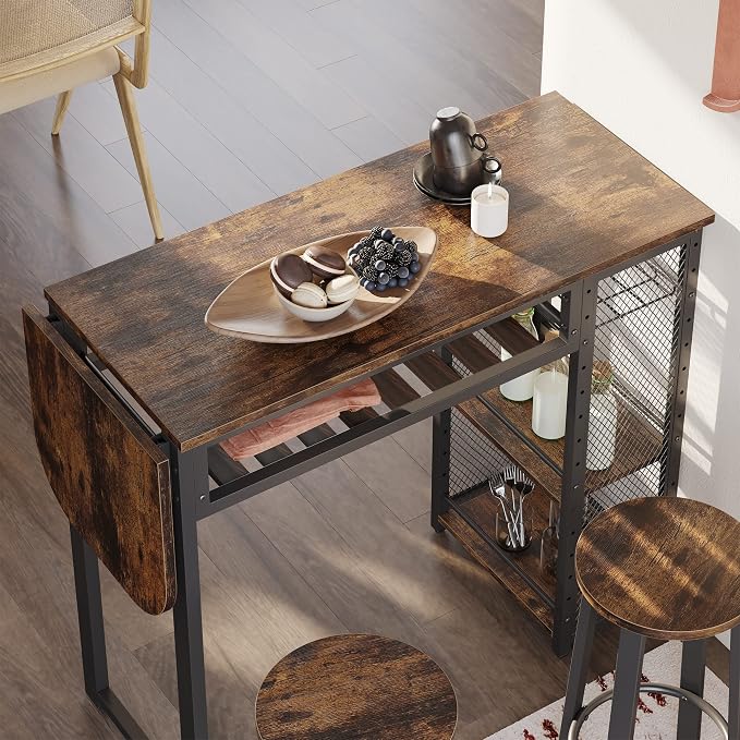 Bestier Bar Table and Chair Set, Expandable Dining Table - Image 2