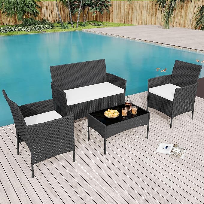 GarveeLife 4-Piece Patio Furniture Set, Rattan Outdoor Furniture - Image 9