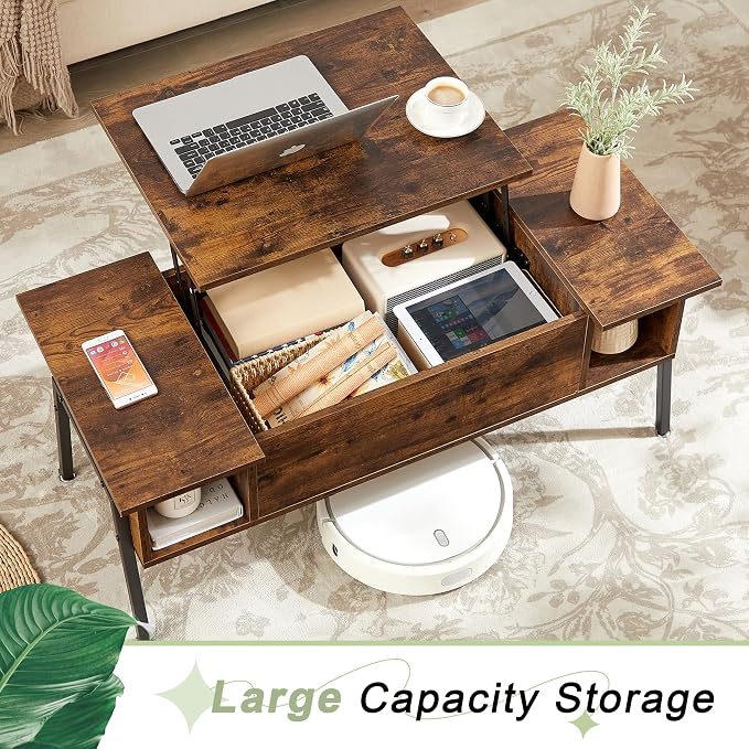 VECELO Wood Lift Top Coffee Table - Image 3
