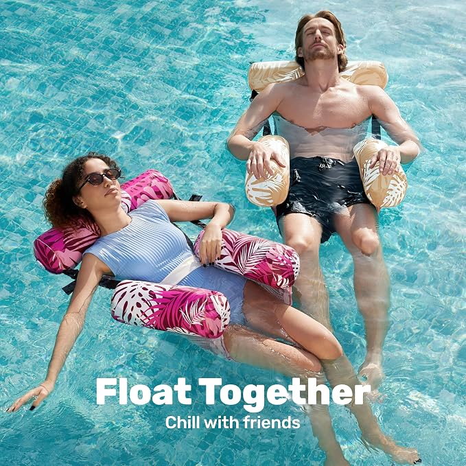 SLOOSH Inflatable Pool Floats Adult, 2 Packs Floating Lounge Chairs, Blow up - Image 3