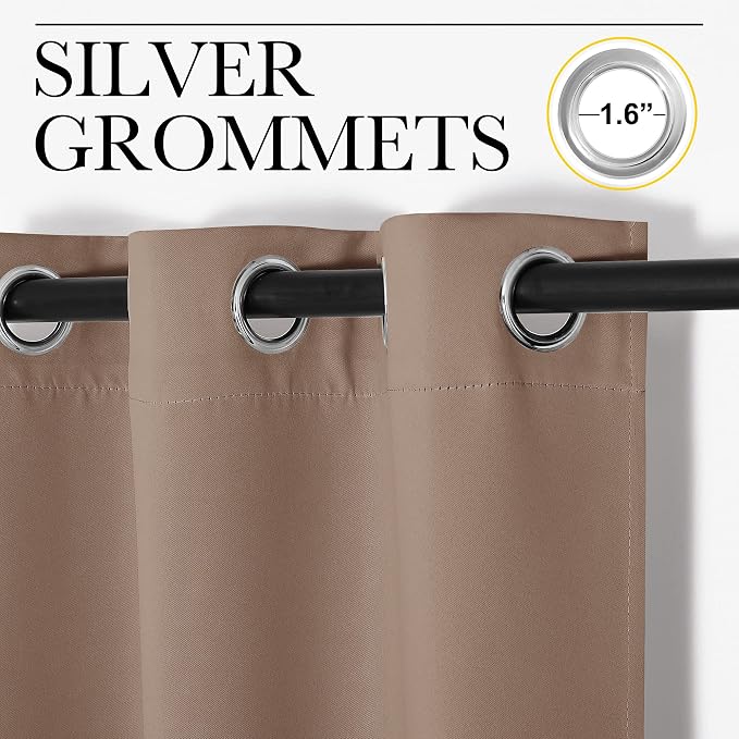 NICETOWN Bedroom Blackout Curtains and Drapes, 55 by 108 Inch, Cappuccino - Image 3