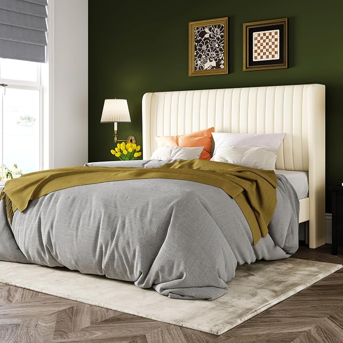 Allewie Full Size Velvet Bed Frame/Vertical Channel Tufted Wingback by Allewie