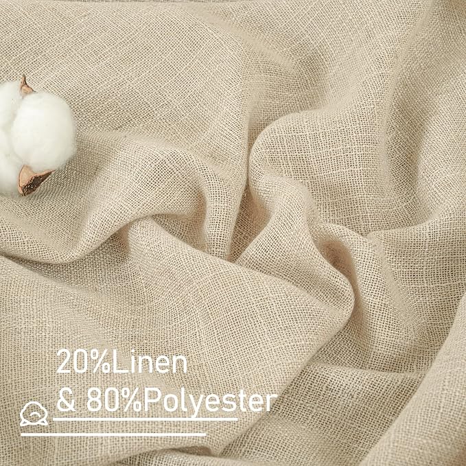 LAMIT Semi Sheer Linen Curtains 68 Inch Length - Image 2