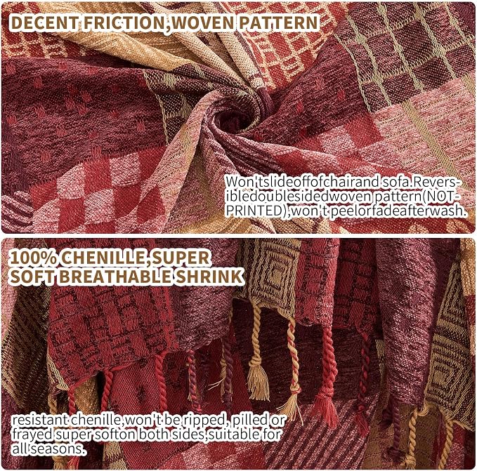 Boho Throw Blanket, Patchwork Large Blankets - Image 6