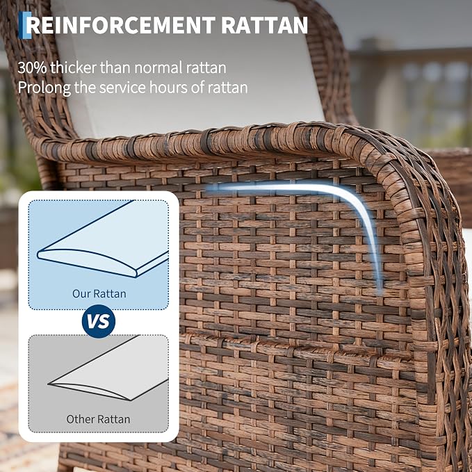 Patio Rocking Chair for Outdoor, Rattan Wicker Chair - Image 3