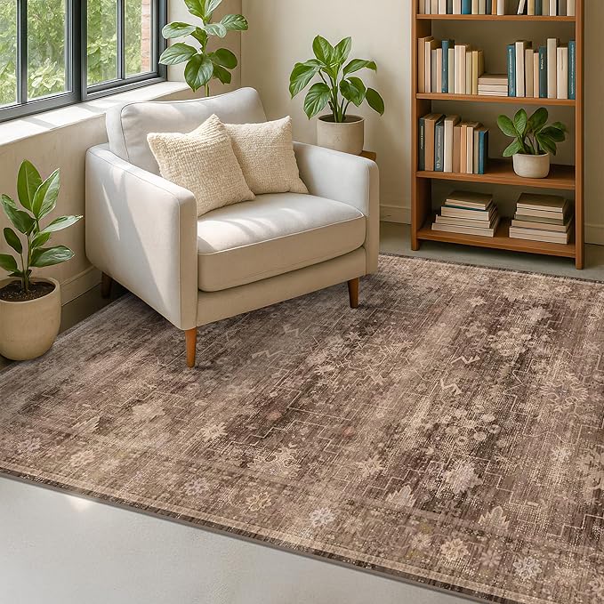 Hazo Haus Boho Brown Living Room Rug 6x8 - Image 3