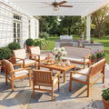Devoko Patio Furniture Set 8 Pieces Acacia Wood Outdoor Furniture, Patio Set by DEVOKO