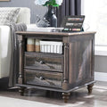 T4TREAM 24'' Farmhouse End Table w/4 Solid Wood Feet, Large 2 Drawers Wide Sofa by T4TREAMFurniture