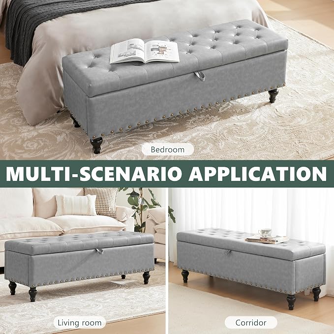 Mangodan 50" Storage Ottoman Bench, Tufted Ottoman - Image 4