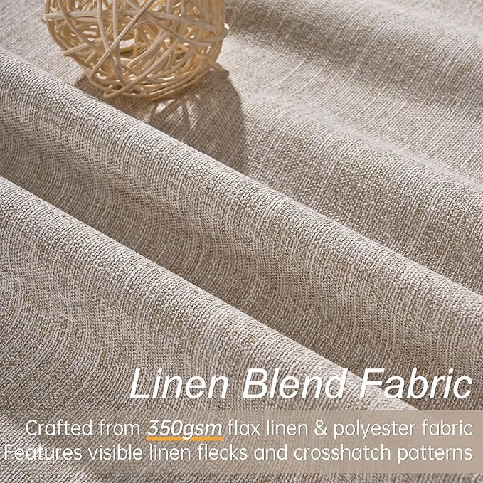 Topfinel Light Blocking Rustic 96 Inch Long Linen Curtains 2 Panel Set - Image 3