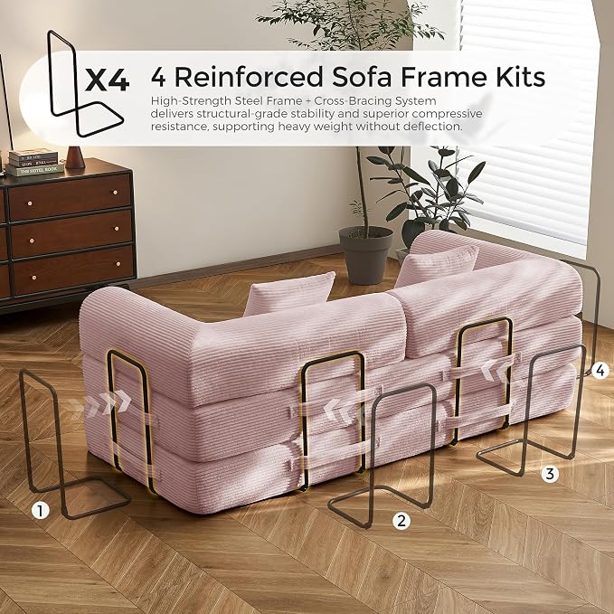 SAVENICA 79" Floor Sofa Bed Convertible, 5-in-1 Sleeper Sofa - Image 4