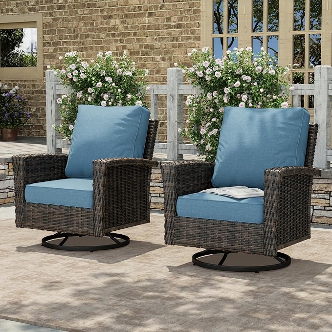 HERA'S HOUSE Outdoor Wicker Swivel Chairs by HERASHOUSE