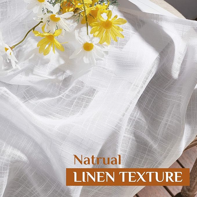 NICETOWN White Semi Sheer Kitchen Curtains 36 inch Length, Rod Pocket & Back - Image 5