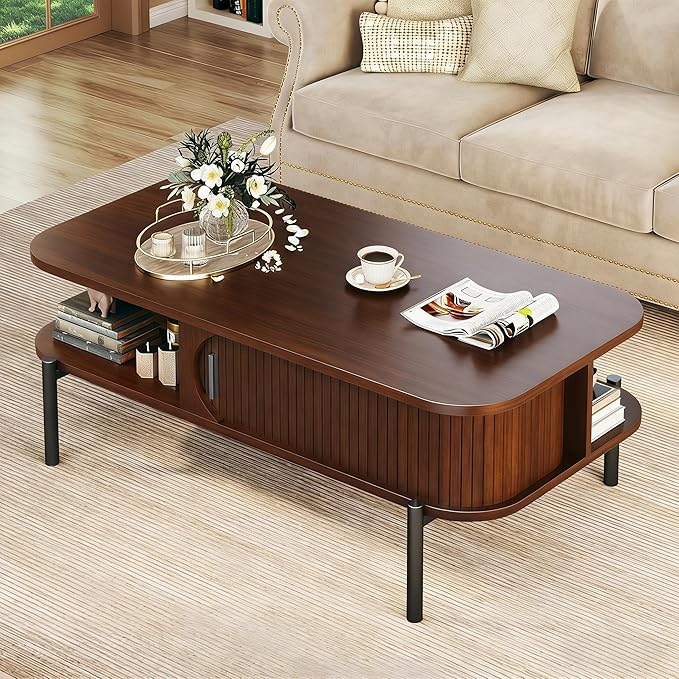 Coffee Table, 39.4" Mid Century Modern Coffee Tables by HUAHUU