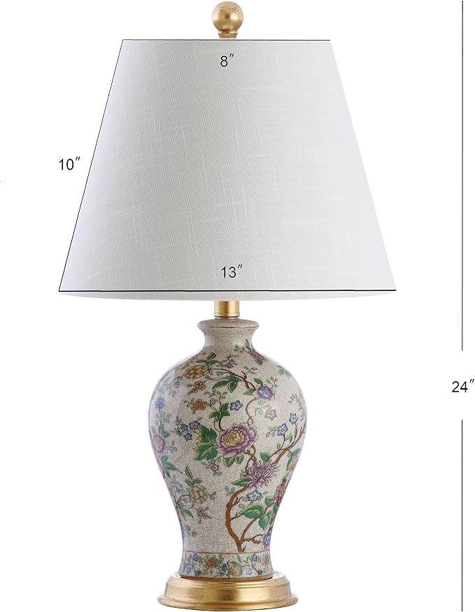 JONATHAN Y 24" Multi-Colored/Gold French Country Ceramic Floral Urn Table Lamp - Image 3