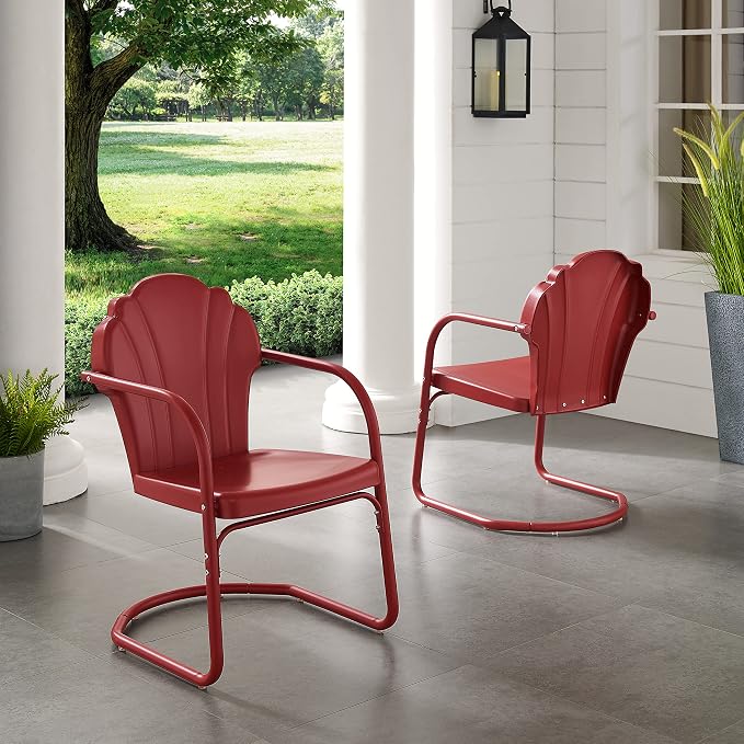 Crosley Furniture Tulip 2-Piece Outdoor Chair Set, Retro Metal Patio Chairs - Image 2