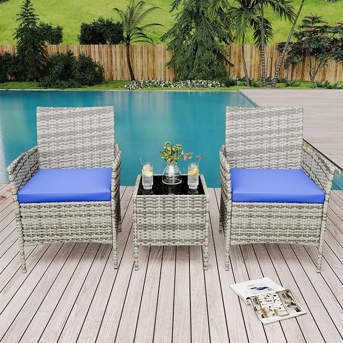 GarveeLife 3-Piece Patio Furniture Set, Rattan Outdoor Furniture - Image 8