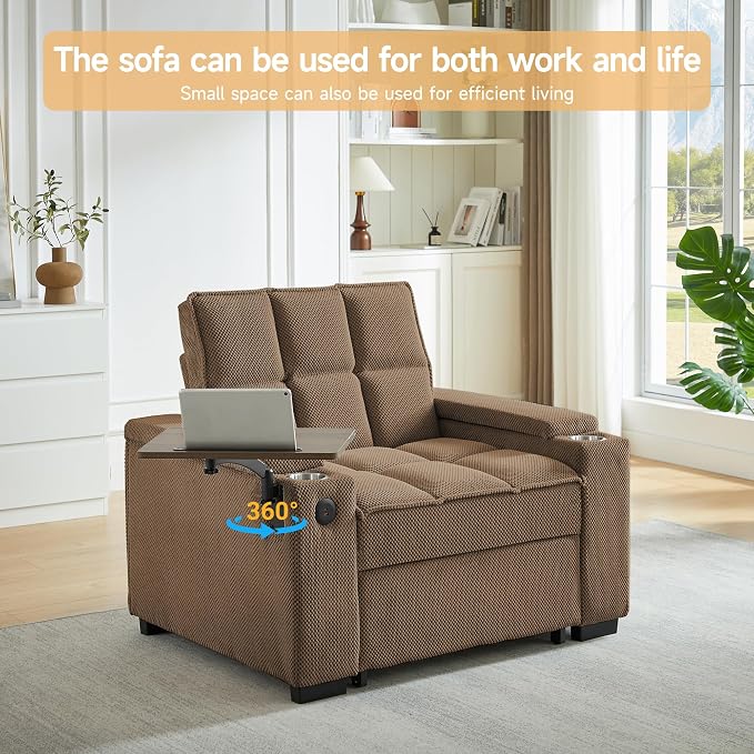 Auvsoce 3-in-1 Folding Convertible Sofa Bed Set of 2, Sleep Couch - Image 5