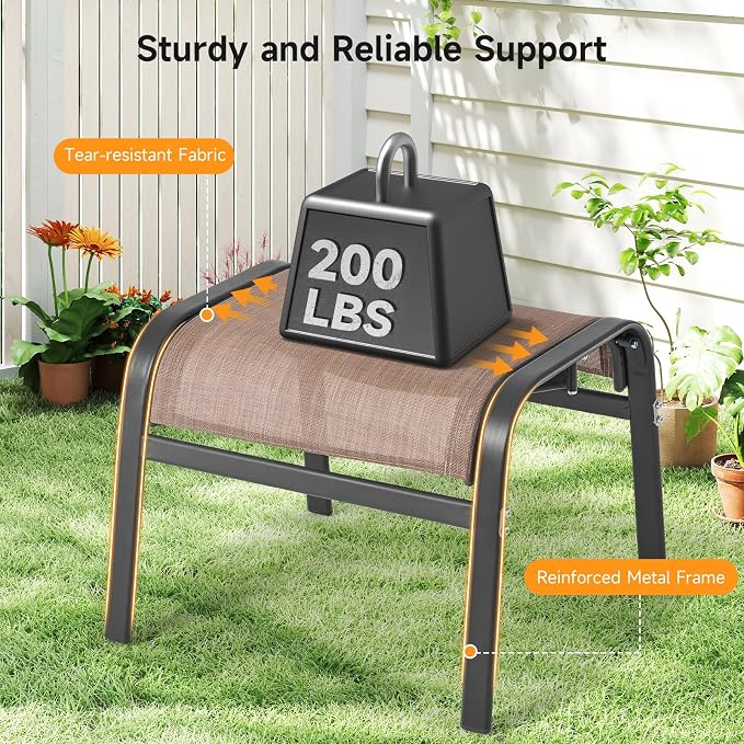 ONBRILL Outdoor Ottoman Set of 2, All Weather Outdoor Foot Stool - Image 4